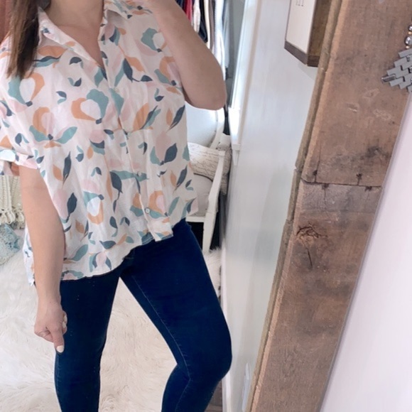 Rachel Zoe floral top size XLarge linen - Picture 4 of 8